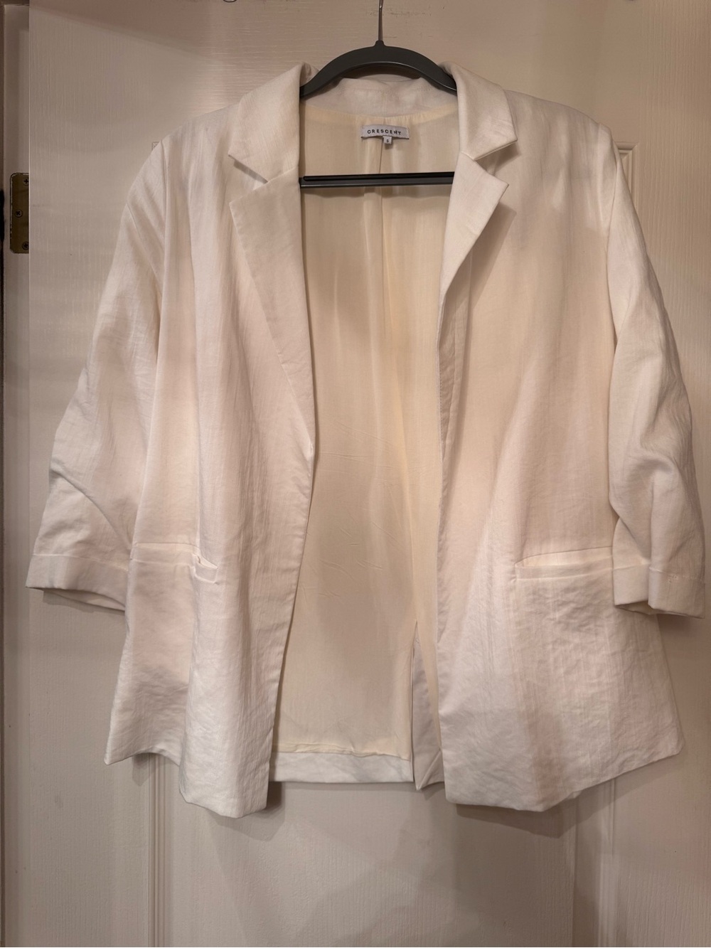 Crescent White Open-Front Lightweight Blazer